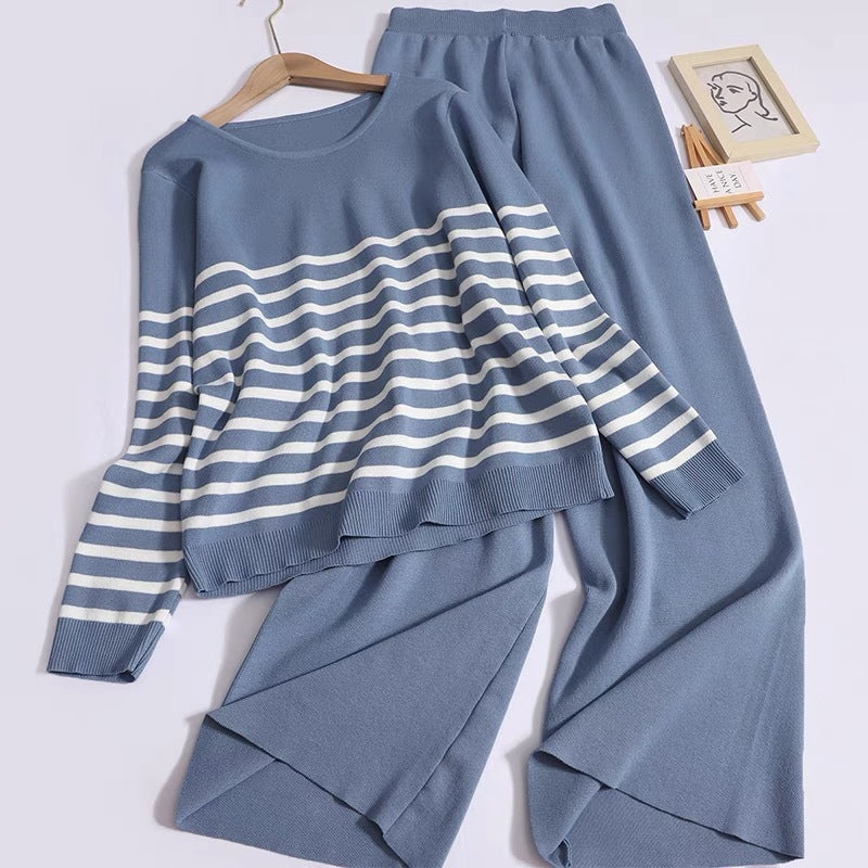 Women's Cozy Striped Knit Loungewear Set