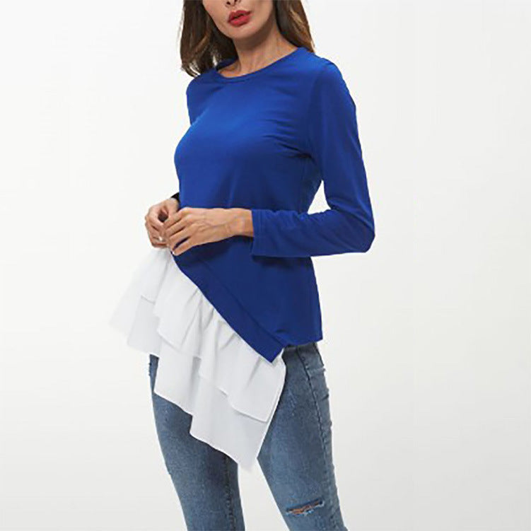 Women's Asymmetrical Sweatshirt with Ruffled Hem