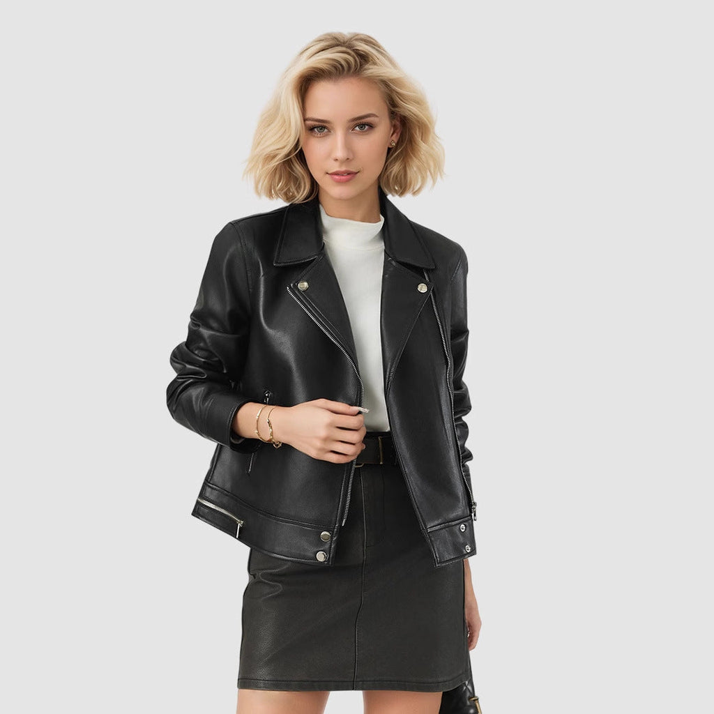 Women's Faux Leather Transitional Quilted Jacket