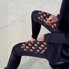Women's Figure-Hugging Leggings with Mesh Details