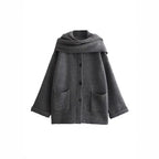 Women's Elegant Oversized Warm Wool Jacket with Pockets