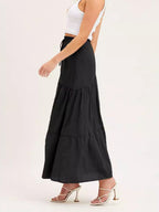 Women's Long Skirt with Swinging Ruffles and Elastic Waistband