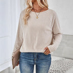 Fine Knit Sweater with Ribbed Design