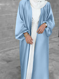 Elegant Long Cardigan in Flowing Fabric with Wide Cut