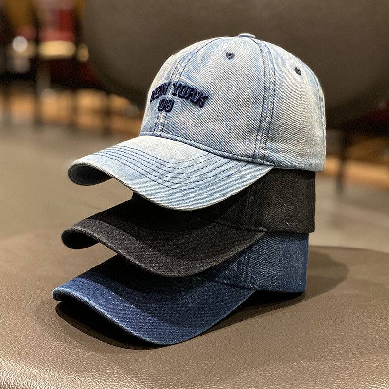 Men's Distressed Denim Style Baseball Cap