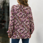 Casual Floral Blouse with Ruffle Details
