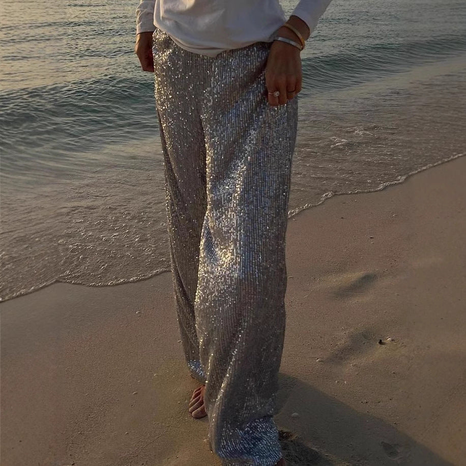 Women's Glitter Palazzo Pants