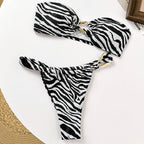 Women's Bandeau Bikini with High-Quality Gold Detail and Elastic Cut