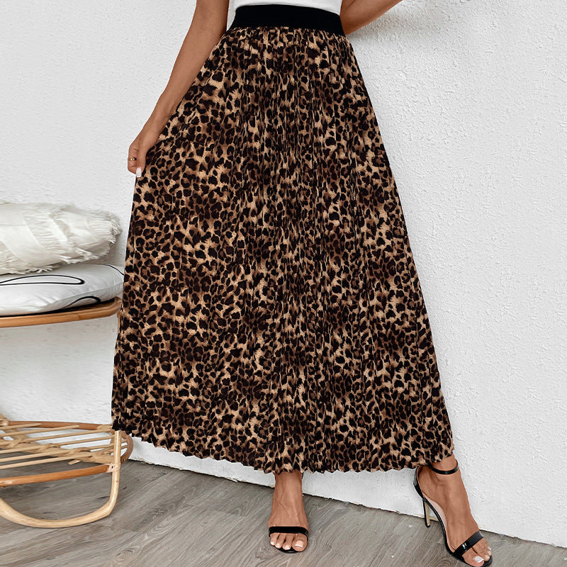 Women's Leopard Print Maxi Skirt