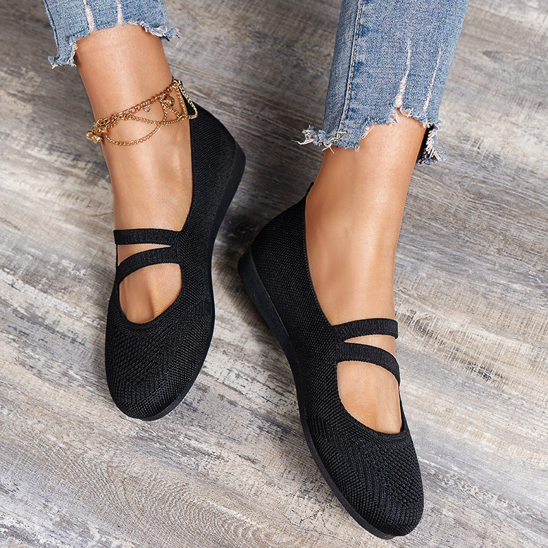 Women's Elastic Cross-Strap Breathable Ballet Flats