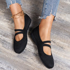 Women's Elastic Cross-Strap Breathable Ballet Flats