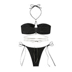 Women's Bandeau Bikini with Sophisticated Lace-Up Design
