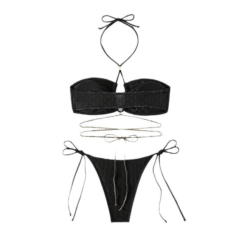 Women's Bandeau Bikini with Sophisticated Lace-Up Design