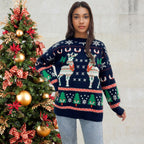 Women's Festive Knit Sweater with Holiday Motif