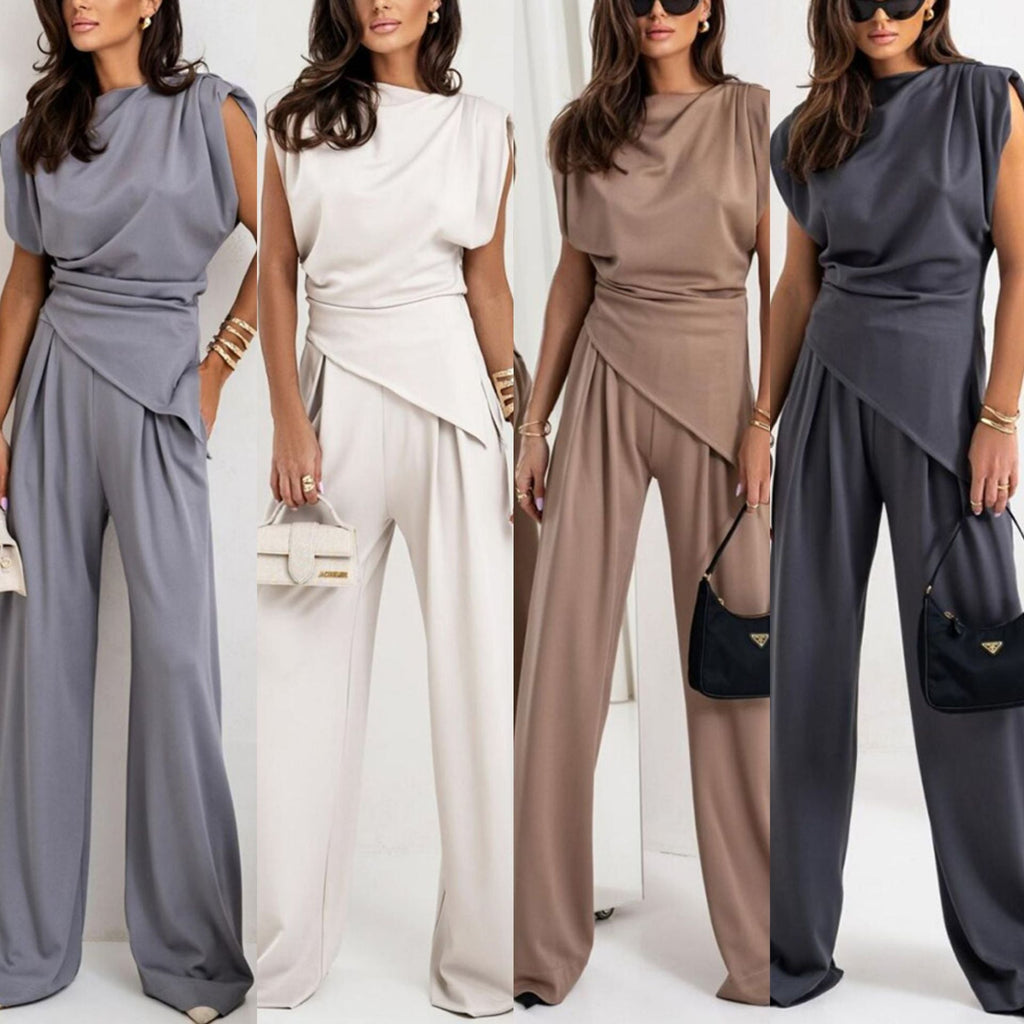 Women's Elegant Asymmetric Wide-Leg Jumpsuit