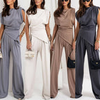 Women's Elegant Asymmetric Wide-Leg Jumpsuit