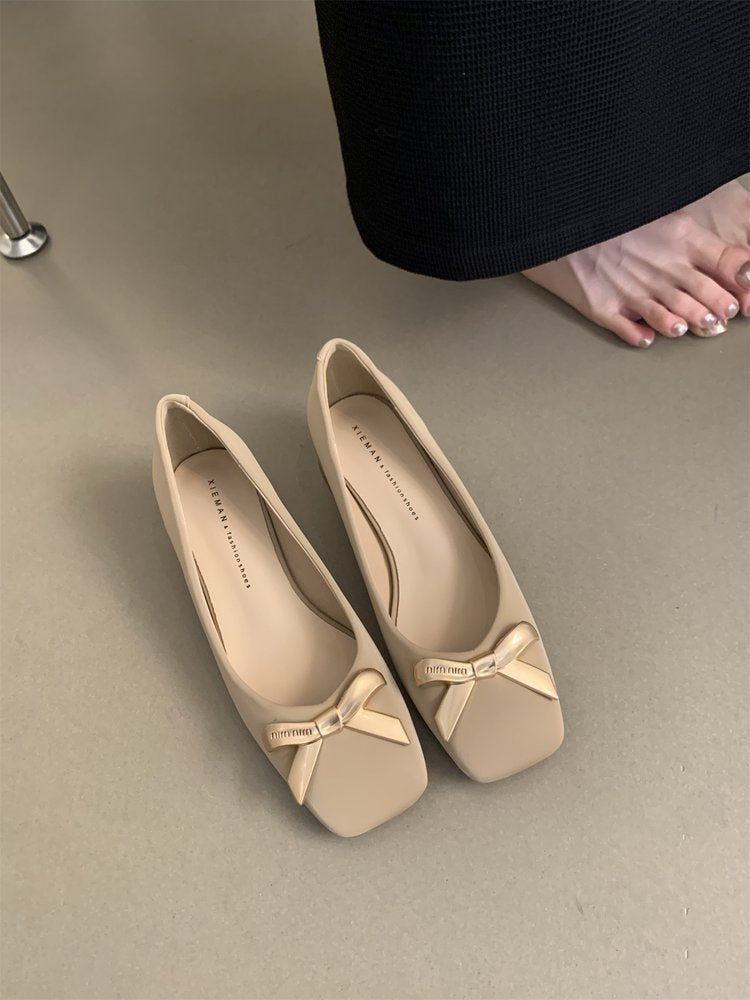Women's Ballet Flats with Decorative Bow Accent and Comfortable Insole