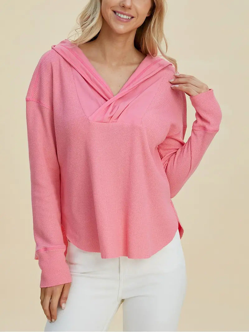 Women's Casual Hoodie with Unique Neckline