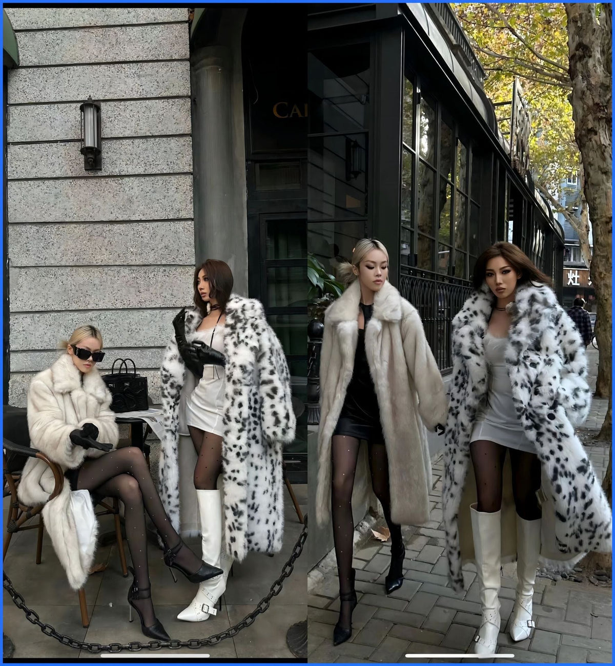 Women's Luxurious Faux Fur Coat with Leopard Print