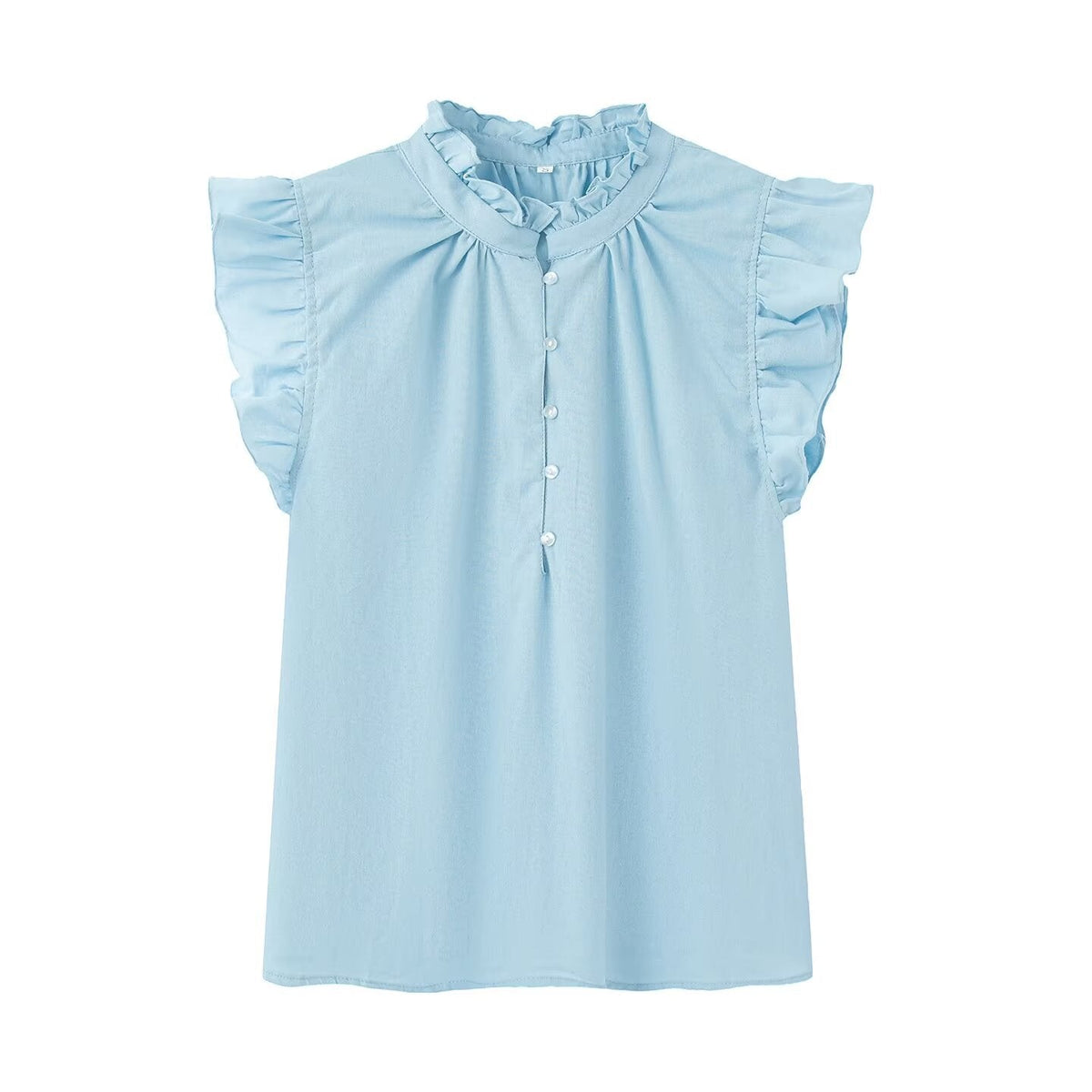 Women's Blouse with Ruffles and Button Placket