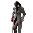 Women's Elegant Textured Wool Coat with Pockets