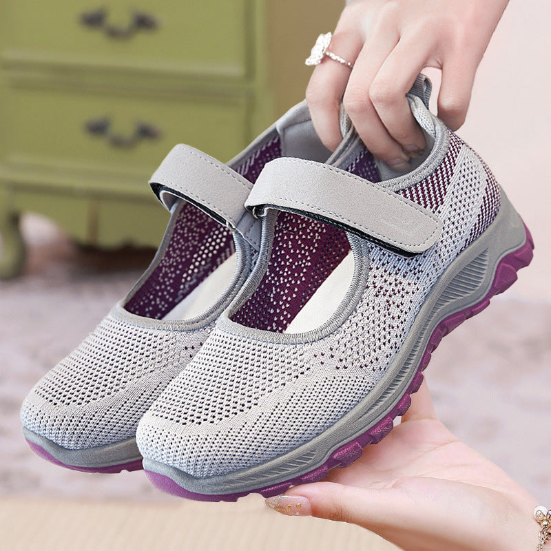 Women's Breathable Slip-On Sports Shoes with Adjustable Velcro