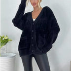 Women's Fluffy Cardigan with Large Pockets