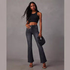 Women's Flared Jeans with High Waist and Modern Wash