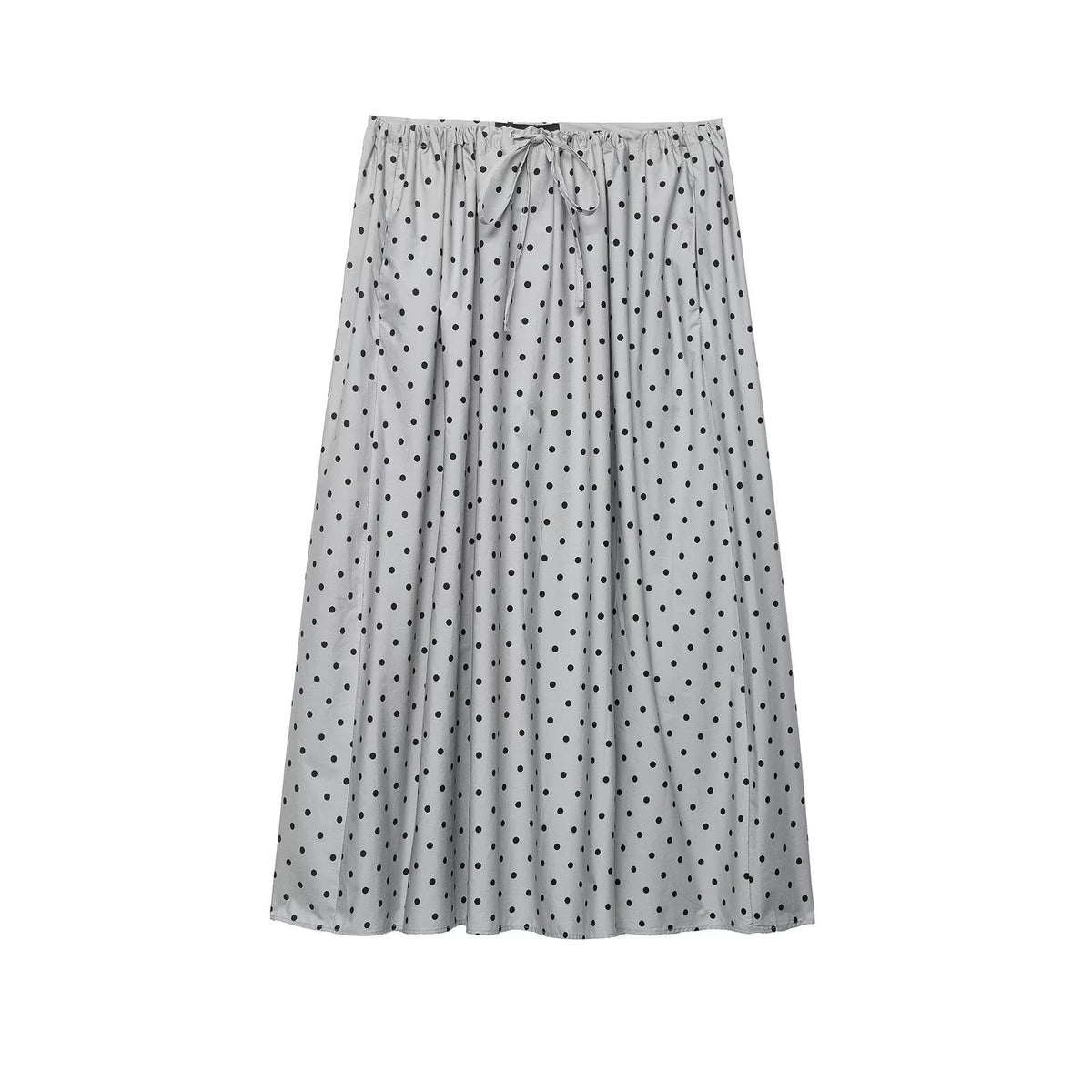 Women's Polka Dot Midi Skirt with Elastic Waist