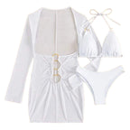 Women's Swimsuit Dress with Refined Cut-Outs and Long Sleeves