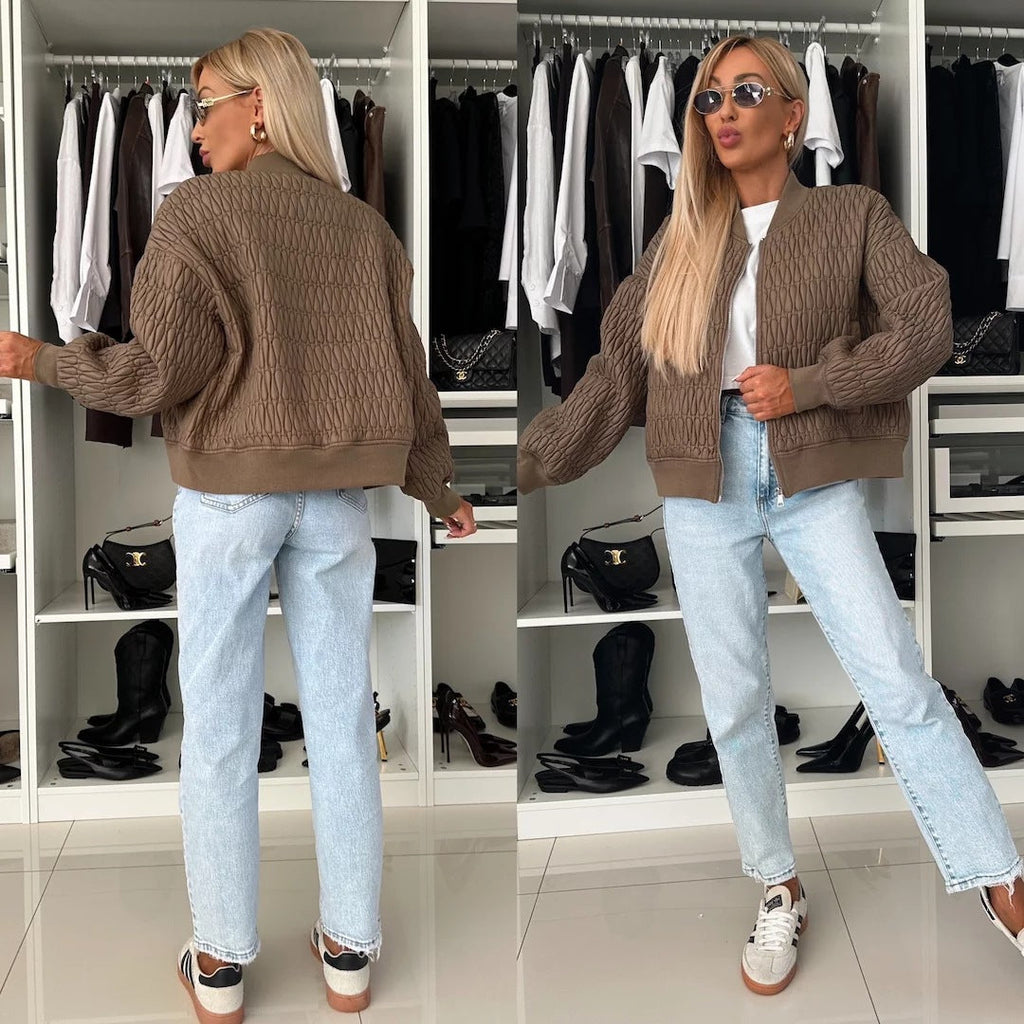 Elegant Quilted Jacket with Voluminous Sleeves