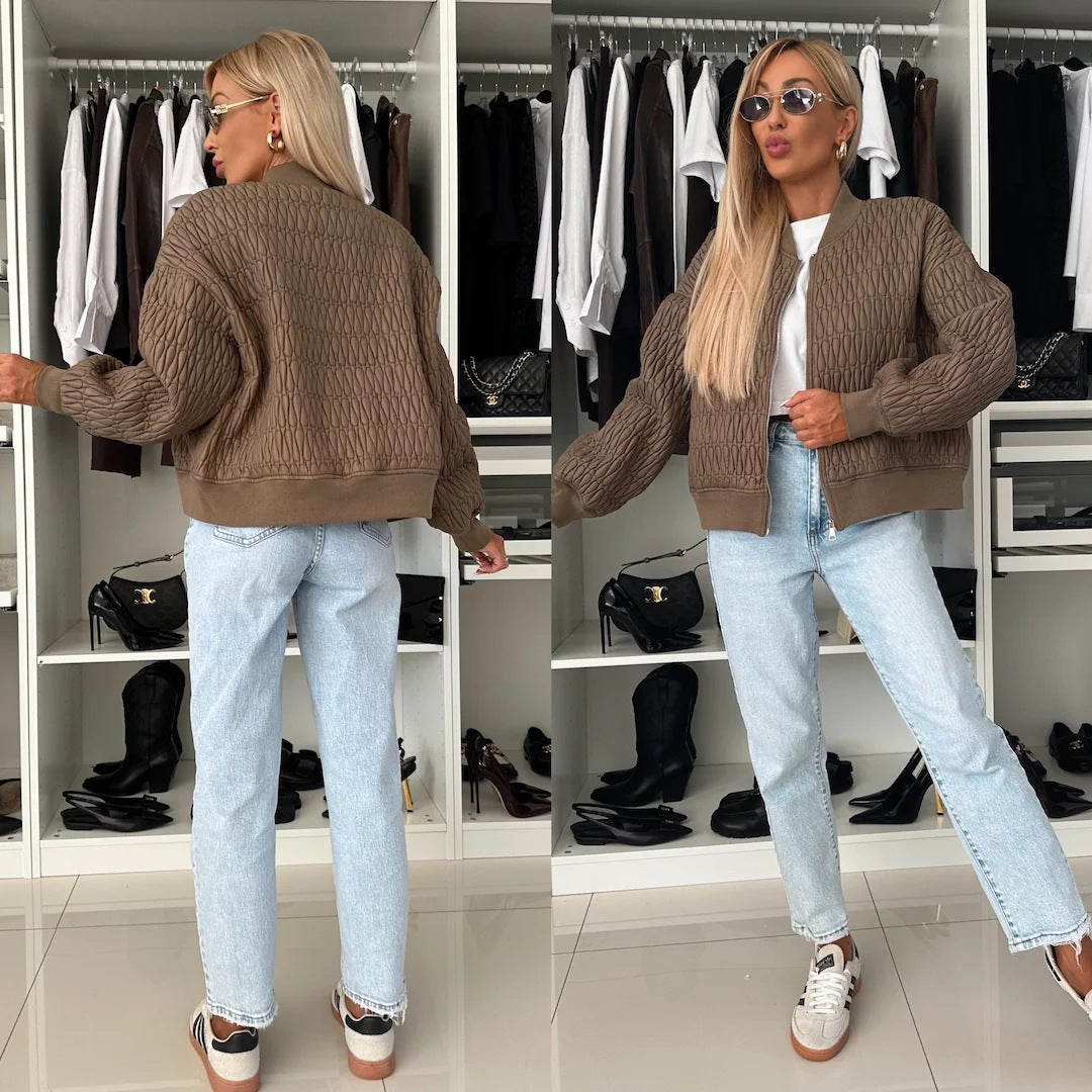 Elegant Quilted Jacket with Voluminous Sleeves