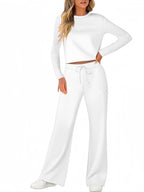 Women's Comfortable Lounge Set with Wide Cut and Long Sleeves