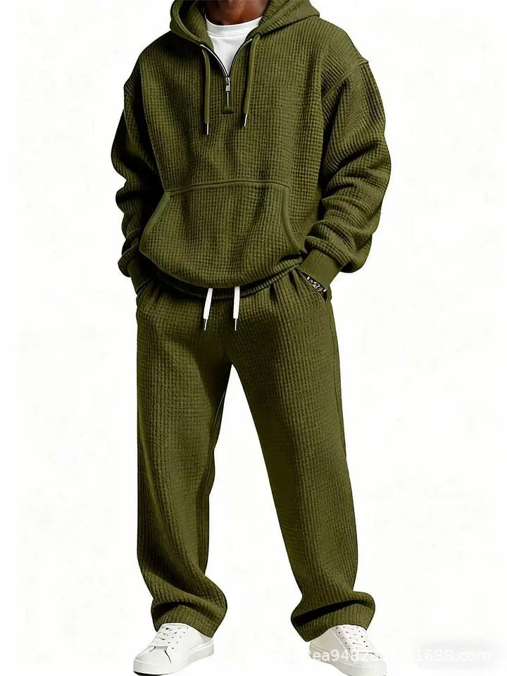 Men's Trendy Hoodie with Practical Zipper and Comfortable Jogging Pants