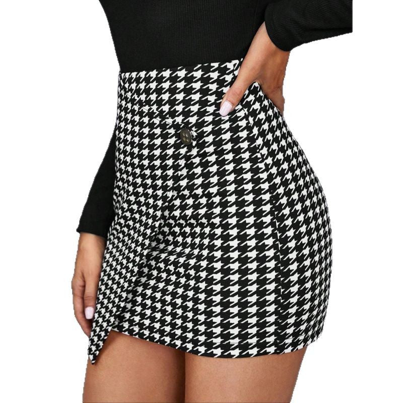 Women's Asymmetrical Button-Detail Mini Skirt