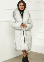 Women's Luxurious Faux Fur Short Coat with Voluminous Collar