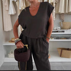Women's Casual Jumpsuit with Elastic Waist and Pockets