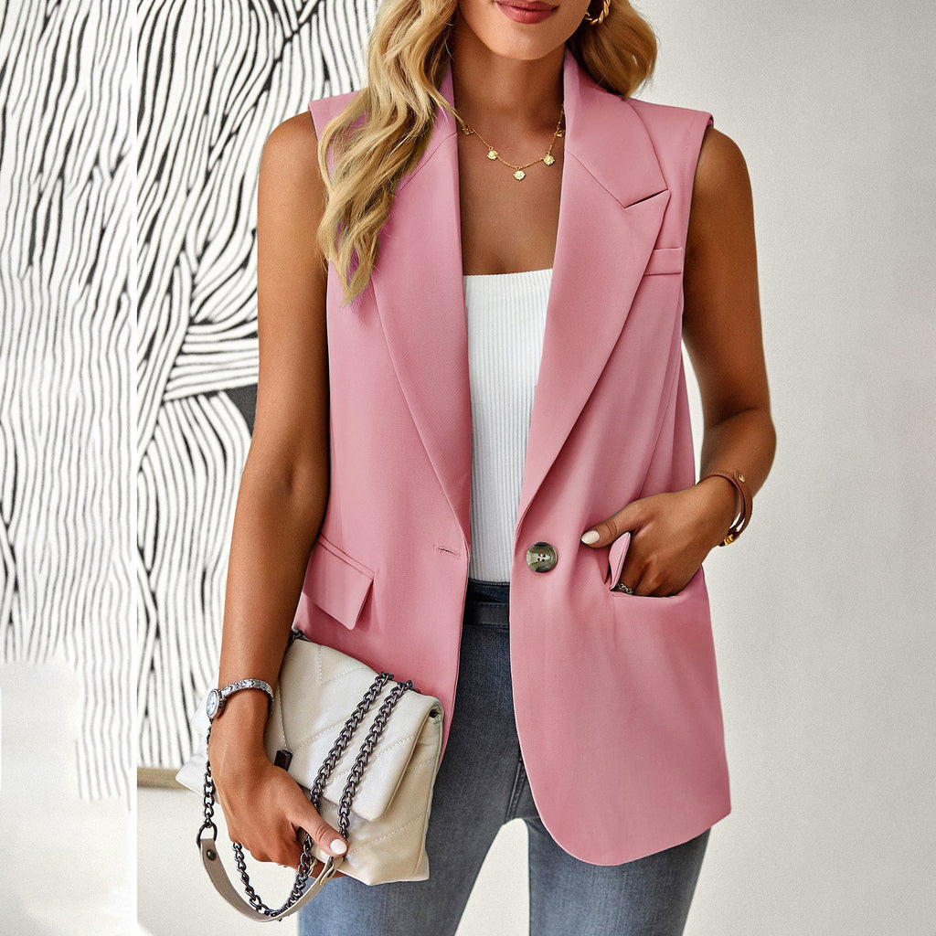 Women's Sleeveless Blazer Top with Tailored Silhouette