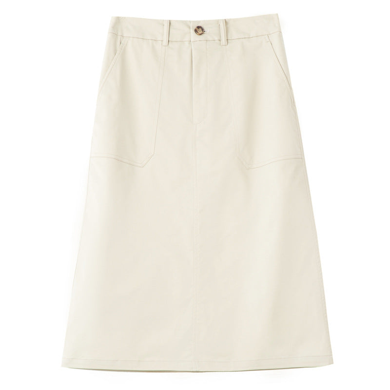Women's Midi Skirt with Pockets and Belt