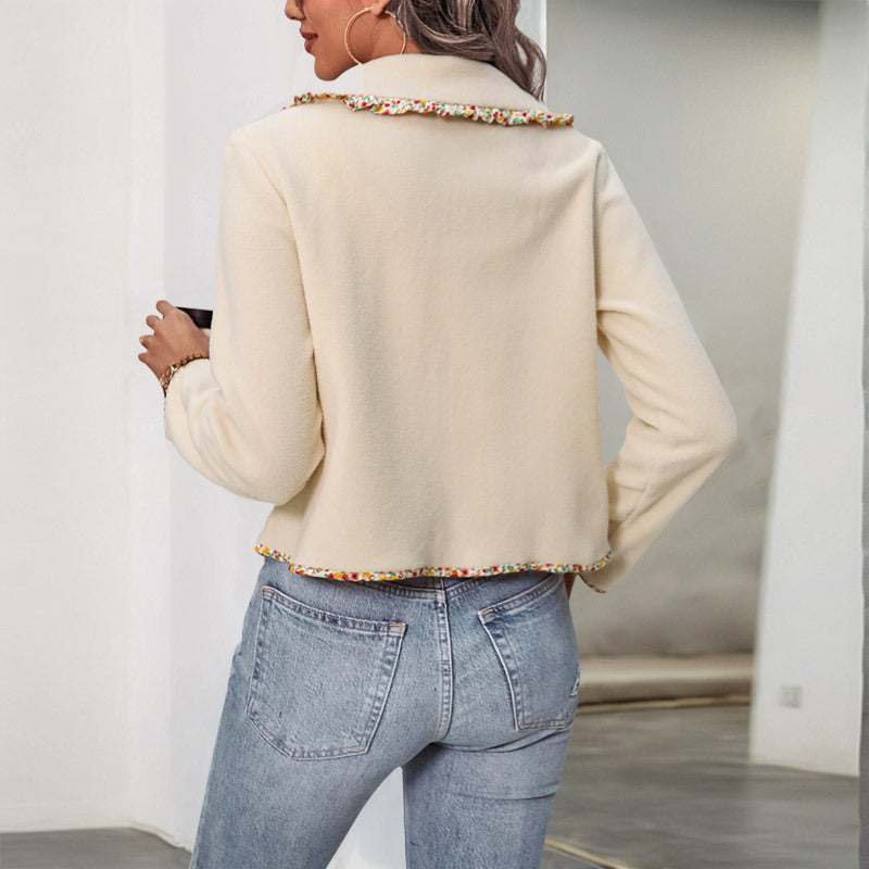 Women's Elegant Jacket with Floral Accents and Soft Fabric