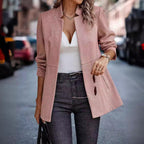 Women's Blazer with Elegant Herringbone Pattern and Timeless Cut
