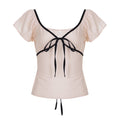 Women's Ruffled Blouse with Adjustable Tie Belt
