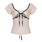 Women's Ruffled Blouse with Adjustable Tie Belt