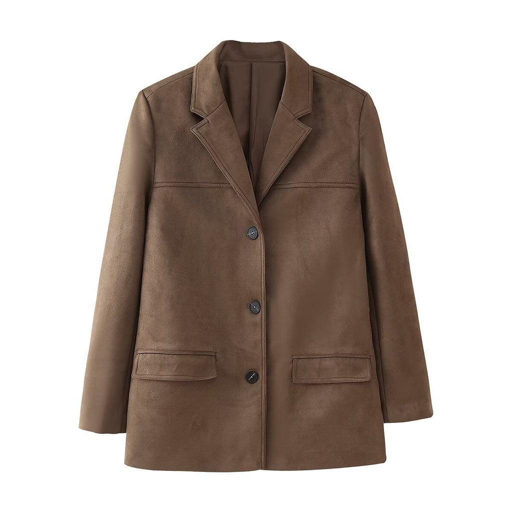 Women's Casual Faux Leather Blazer