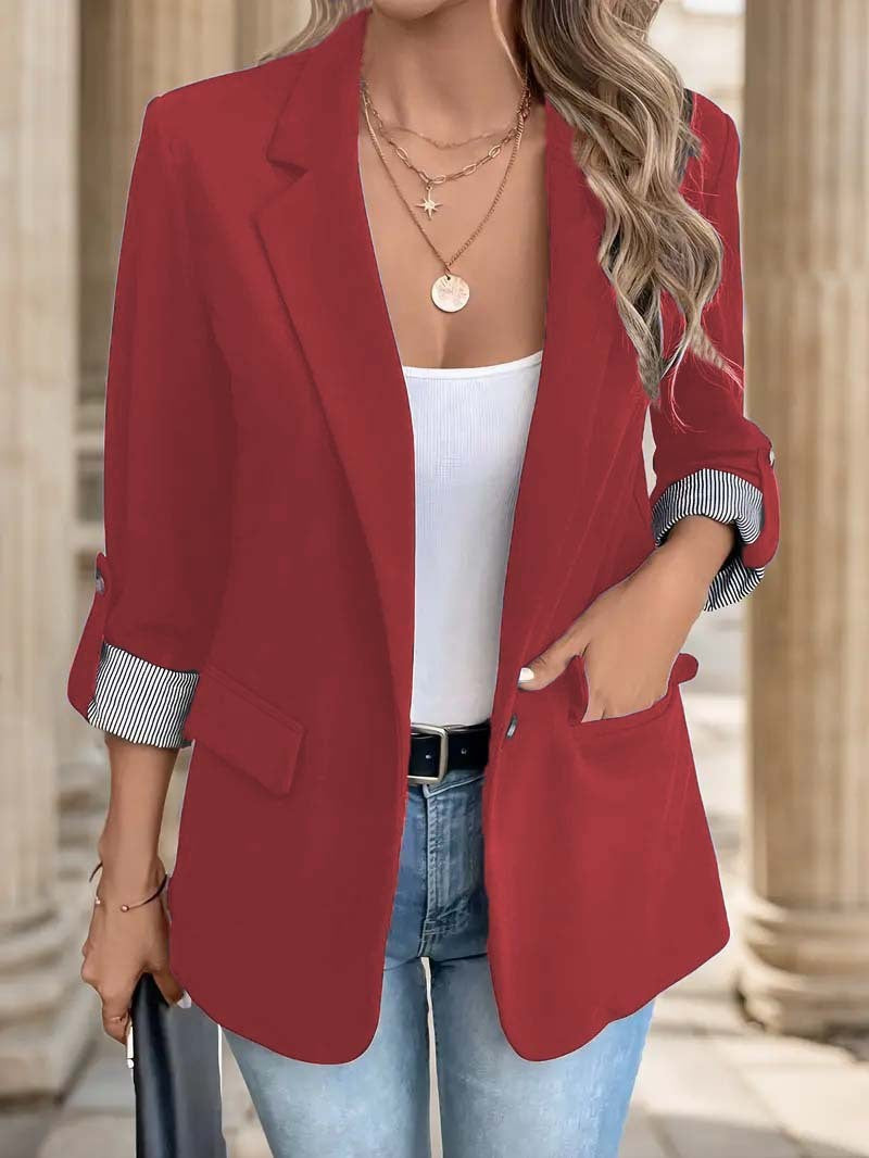 Women's Elegant Blazer with Striped Sleeves