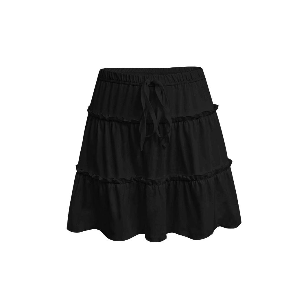 Women's Mini Skirt with Playful Ruffle Design and Adjustable Waistband