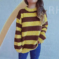 Women's Cozy Striped Sweater in Soft Material with Wide Cut