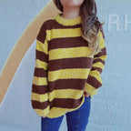 Women's Cozy Striped Sweater in Soft Material with Wide Cut