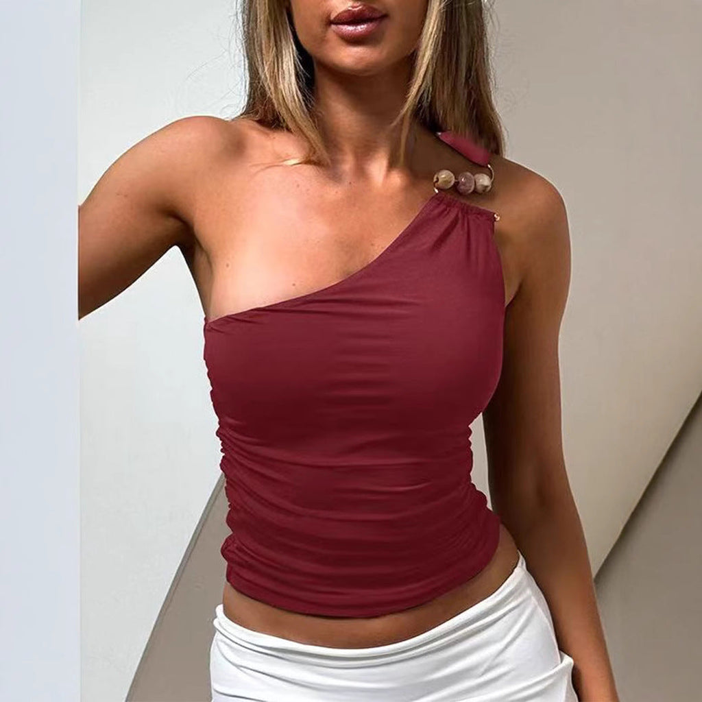 Asymmetrical Top with Decorative Buttons
