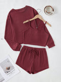 Women's Comfortable Lounge Set with Crop Top and Shorts